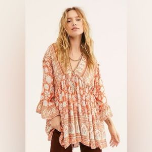 Free People Moonlight Dance Tunic Ruffle Shirt